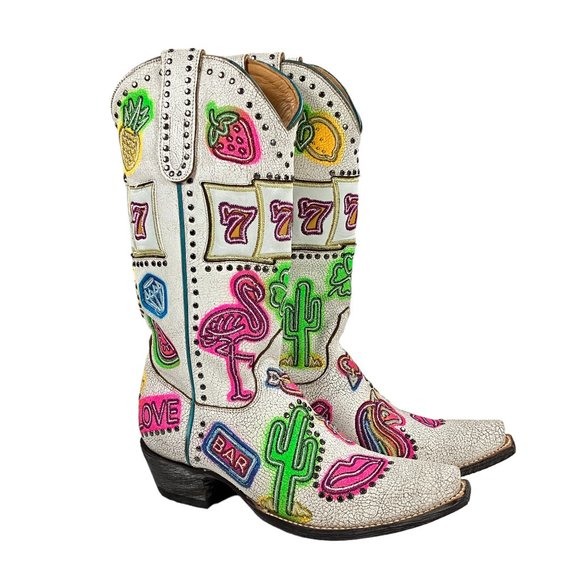 Old Gringo Shoes - Old Gringo Jackpot Casino Cowgirl Western Boots Womens 6.5 B Distressed Taupe